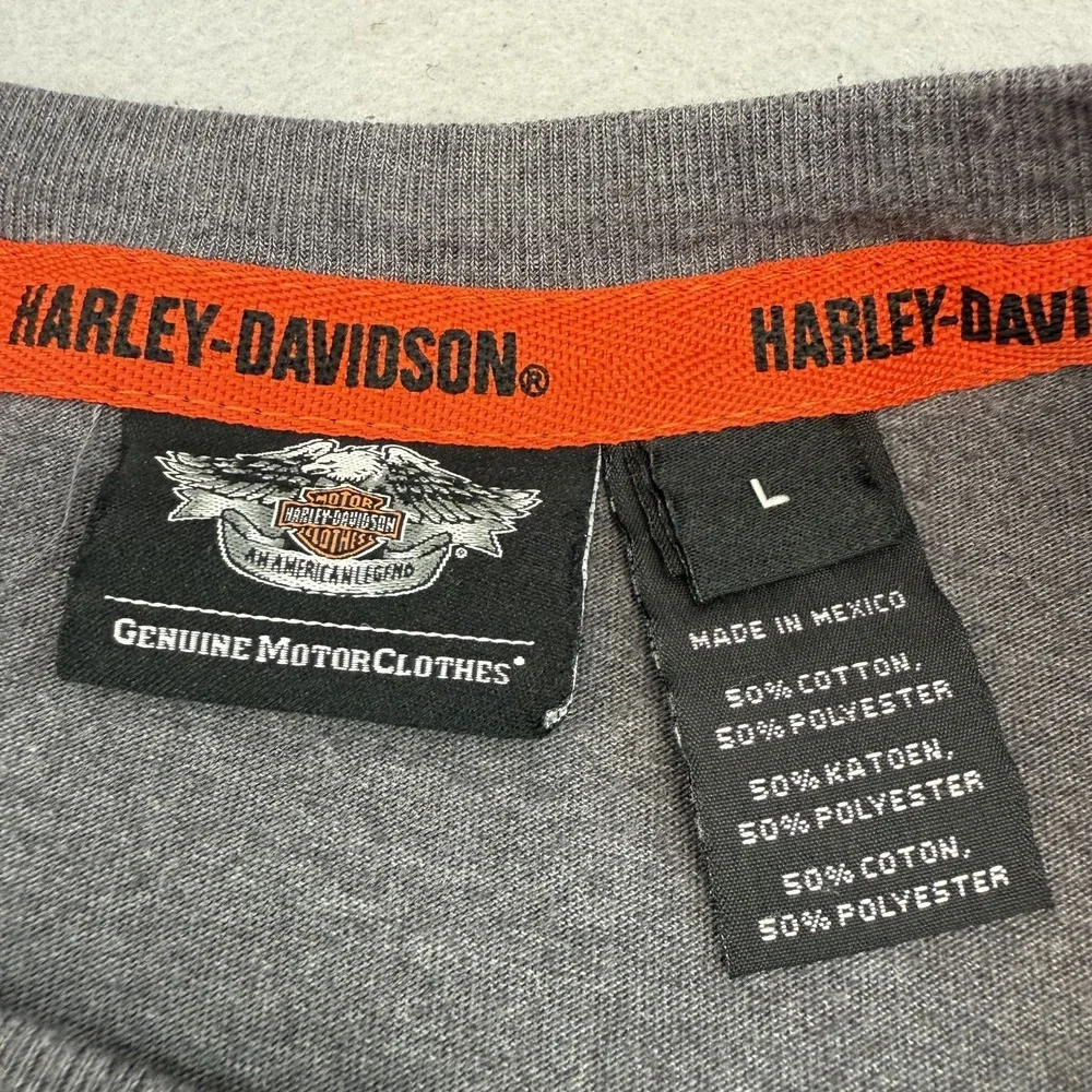 Harley-Davidson Shirt Mens Large Grey Skull Shield Logo‎ 50/50 Tee 99032-17VM
